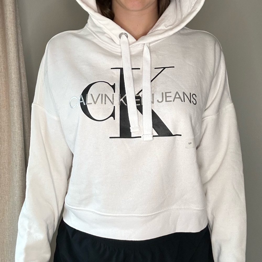 Calvin Klein Jeans White Logo Hoodie